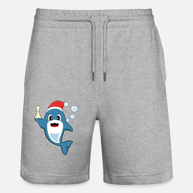 Dauphin Noël Échecs - Short de jogging bio TRAINER Stanley/Stella unisexe - gris chiné