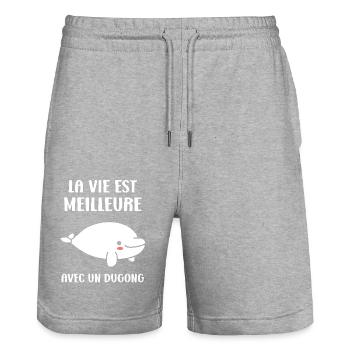 Dugong - Stanley/Stella Trainer Unisex Organic Jogging Shorts - heather grey - Front - Nik (191cm) & Marisol (170cm)
