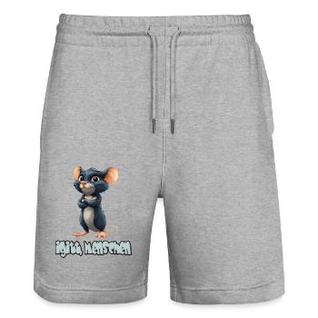Lustige Ratte Mit Spruch, Igitt, Menschen - Stanley/Stella Unisex Bio Joggingshorts Trainer  - Grau meliert - Vorne - Nik (191cm) & Marisol (170cm)