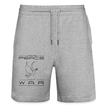 Make Peace Not War Minimalist Art - Stanley/Stella Trainer Unisex Organic Jogging Shorts - heather grey - Front - Nik (191cm) & Marisol (170cm)