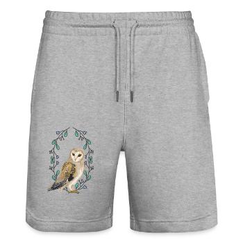 Owl Owls Nature Wildlife Animal Welfare Animal Lover - Stanley/Stella Trainer Unisex Organic Jogging Shorts - heather grey - Front - Nik (191cm) & Marisol (170cm)