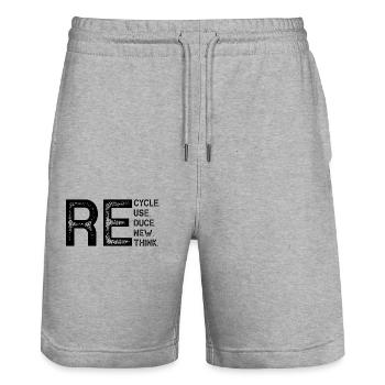 Recycler Réduire Réutiliser Jour de la Terre Recyclage Environnement - Short de jogging bio TRAINER Stanley/Stella unisexe - gris chiné - Devant - Nik (191cm) & Marisol (170cm)