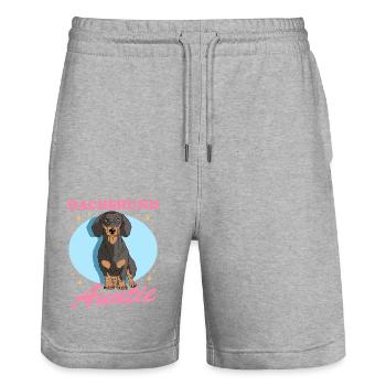 Teckel Tante Teckel Chiens Teckel Cadeau - Short de jogging bio TRAINER Stanley/Stella unisexe - gris chiné - Devant - Nik (191cm) & Marisol (170cm)