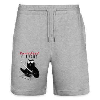 Purrrfect Flavour – Sushi Chef Cat - Stanley/Stella Trainer Unisex Organic Jogging Shorts - heather grey - Front - Nik (191cm) & Marisol (170cm)