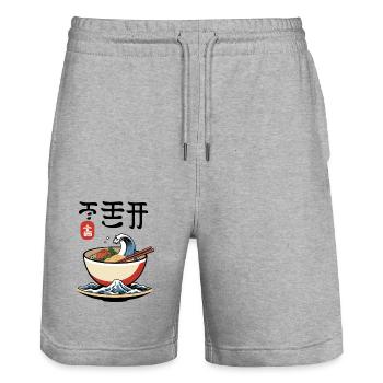 Ramen Ukiyo-E Japanisches Retro Ästhetik - Stanley/Stella Unisex Bio Joggingshorts Trainer  - Grau meliert - Vorne - Nik (191cm) & Marisol (170cm)
