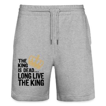 The King is Dead long live the King - Stanley/Stella Trainer Unisex Organic Jogging Shorts - heather grey - Front - Nik (191cm) & Marisol (170cm)