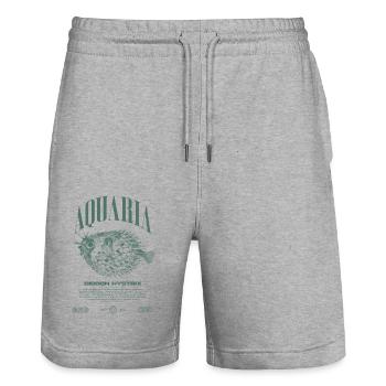 Porcupine Puffer Fish Keeper Modern Streetwear - Stanley/Stella Trainer Unisex Organic Jogging Shorts - heather grey - Front - Nik (191cm) & Marisol (170cm)
