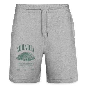 Oscar Fish Keeper Modern Streetwear - Stanley/Stella Trainer Unisex Organic Jogging Shorts - heather grey - Front - Nik (191cm) & Marisol (170cm)