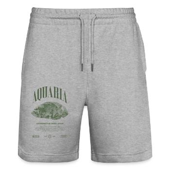 Oscar Fish Keeper Modern Streetwear - Stanley/Stella Trainer Unisex Organic Jogging Shorts - heather grey - Front - Nik (191cm) & Marisol (170cm)