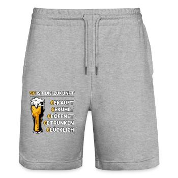 5G Beer Funny Design Funny Gift Idea - Stanley/Stella Trainer Unisex Organic Jogging Shorts - heather grey - Front - Nik (191cm) & Marisol (170cm)