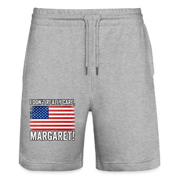 Je m’en fiche vraiment de Margaret Gift - Short de jogging bio TRAINER Stanley/Stella unisexe - gris chiné - Devant - Nik (191cm) & Marisol (170cm)