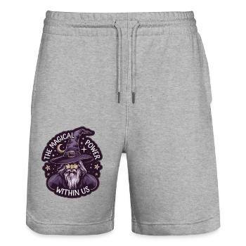 WITCH - Stanley/Stella Trainer Unisex Organic Jogging Shorts - heather grey - Front - Nik (191cm) & Marisol (170cm)
