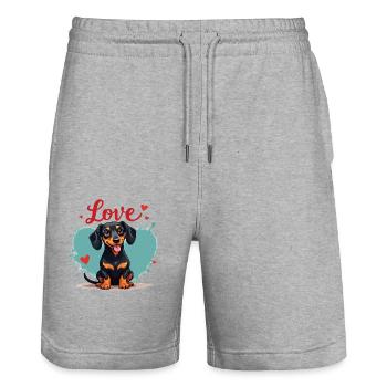 Teckel Chien Amour Teckel Dog Friends Amoureux des animaux - Short de jogging bio TRAINER Stanley/Stella unisexe - gris chiné - Devant - Nik (191cm) & Marisol (170cm)