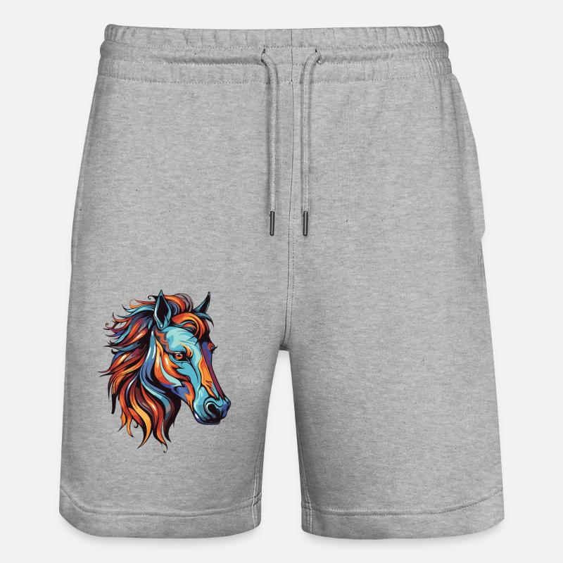 Portrait de cheval - Short de jogging bio TRAINER Stanley/Stella unisexe - gris chiné