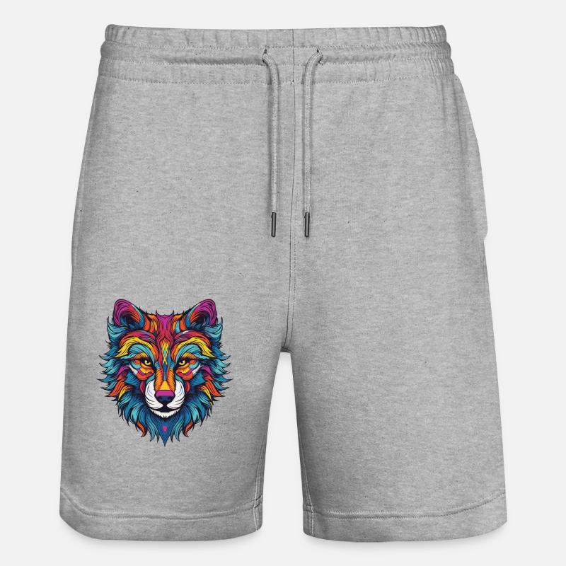 Portrait de loup - Short de jogging bio TRAINER Stanley/Stella unisexe - gris chiné