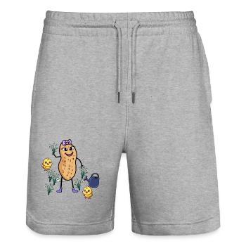 Cacahuète Printemps Pâques Poussin Perce-neige - Short de jogging bio TRAINER Stanley/Stella unisexe - gris chiné - Devant - Nik (191cm) & Marisol (170cm)