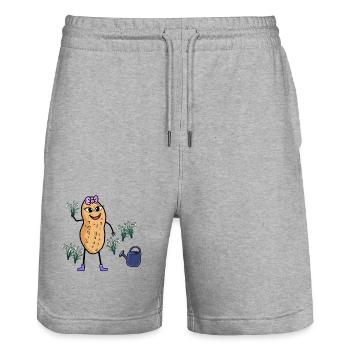 Saison des arachides Mars Printemps Perce-neige - Short de jogging bio TRAINER Stanley/Stella unisexe - gris chiné - Devant - Nik (191cm) & Marisol (170cm)