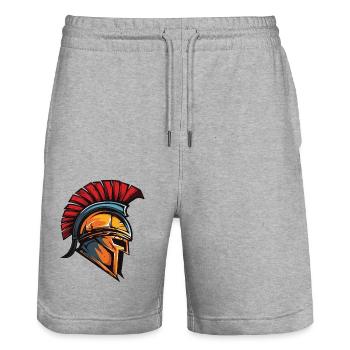 Spartan Warrior Casque Sparta - Short de jogging bio TRAINER Stanley/Stella unisexe - gris chiné - Devant - Nik (191cm) & Marisol (170cm)