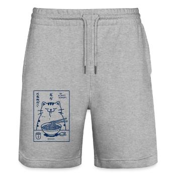 Nouilles Ramen Kawaii Cat Lover Rétro Japon - Short de jogging bio TRAINER Stanley/Stella unisexe - gris chiné - Devant - Nik (191cm) & Marisol (170cm)