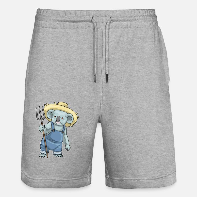 Koala Farmer Pitchfork - Stanley/Stella Trainer Unisex Organic Jogging Shorts - heather grey