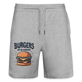 Les hamburgers sont mon âme sœur Hamburger Fast Food - Short de jogging bio TRAINER Stanley/Stella unisexe - gris chiné - Devant - Nik (191cm) & Marisol (170cm)