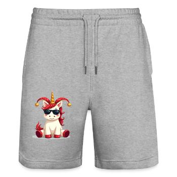 Carnaval Carnaval Licorne Costume de carnaval - Short de jogging bio TRAINER Stanley/Stella unisexe - gris chiné - Devant - Nik (191cm) & Marisol (170cm)