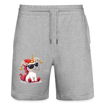 Carnaval Carnaval Licorne Costume de carnaval - Short de jogging bio TRAINER Stanley/Stella unisexe - gris chiné - Devant - Nik (191cm) & Marisol (170cm)