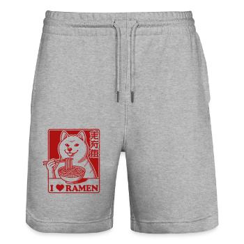 Japanisches Streetwear Kawaii Ramen Nudeln Liebe - Stanley/Stella Unisex Bio Joggingshorts Trainer  - Grau meliert - Vorne - Nik (191cm) & Marisol (170cm)