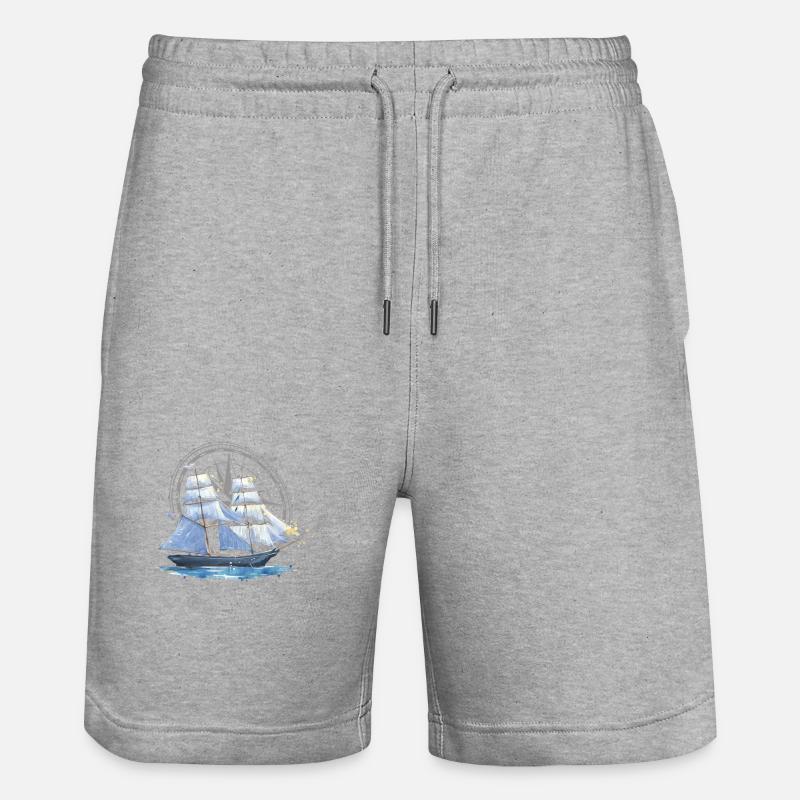 8 Captain Sailor Windrose - Stanley/Stella Trainer Unisex Organic Jogging Shorts - heather grey