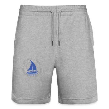 5 Männer aus Stahl lieben Boote aus Holz - Stanley/Stella Unisex Bio Joggingshorts Trainer  - Grau meliert - Vorne - Nik (191cm) & Marisol (170cm)