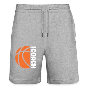 Coach de Basketball - Stanley/Stella Trainer Unisex Organic Jogging Shorts - heather grey - Front - Nik (191cm) & Marisol (170cm)