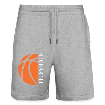 Coach de Basketball - Stanley/Stella Trainer Unisex Organic Jogging Shorts - heather grey - Front - Nik (191cm) & Marisol (170cm)