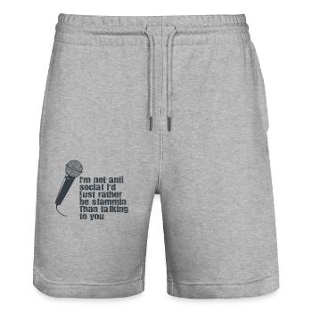 Ich Bin Nicht Anti-sozial Poetry Slam - Stanley/Stella Unisex Bio Joggingshorts Trainer  - Grau meliert - Vorne - Nik (191cm) & Marisol (170cm)