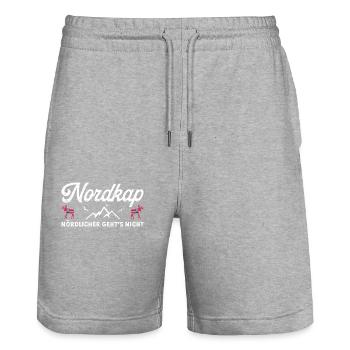 Norwegen Norway Norge Elch Norwegenflagge Nordkap - Stanley/Stella Unisex Bio Joggingshorts Trainer  - Grau meliert - Vorne - Nik (191cm) & Marisol (170cm)