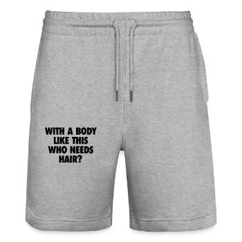 Mit einem Körper wie diesem, der Haare braucht Glatze Mann - Stanley/Stella Unisex Bio Joggingshorts Trainer  - Grau meliert - Vorne - Nik (191cm) & Marisol (170cm)