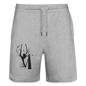 Vertical Cloth Aerial Acrobatics Aerial Silk - Stanley/Stella Trainer Unisex Organic Jogging Shorts - heather grey - Front - Nik (191cm) & Marisol (170cm)
