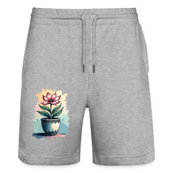 Blooming Beauty – Vintage Floral Motif Floral Top - Stanley/Stella Trainer Unisex Organic Jogging Shorts - heather grey - Front - Nik (191cm) & Marisol (170cm)