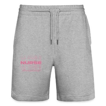 Infirmière anesthésiste Infirmières médicales élégantes - Short de jogging bio TRAINER Stanley/Stella unisexe - gris chiné - Devant - Nik (191cm) & Marisol (170cm)