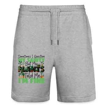 Plant Lover Gardening Sometimes I - Stanley/Stella Unisex Bio Joggingshorts Trainer  - Grau meliert - Vorne - Nik (191cm) & Marisol (170cm)
