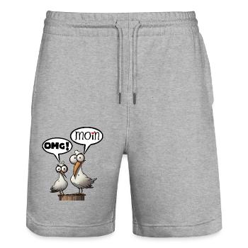 The Bäädden Seagulls - Seagull omg moin - Stanley/Stella Trainer Unisex Organic Jogging Shorts - heather grey - Front - Nik (191cm) & Marisol (170cm)