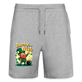 Lucky to be Irish – St. Patrick’s Day Leprechaun - Stanley/Stella Unisex Bio Joggingshorts Trainer  - Grau meliert - Vorne - Nik (191cm) & Marisol (170cm)