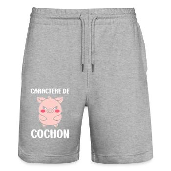 cochon - Short de jogging bio TRAINER Stanley/Stella unisexe - gris chiné - Devant - Nik (191cm) & Marisol (170cm)