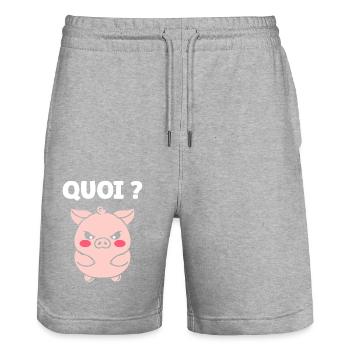 cochon - Short de jogging bio TRAINER Stanley/Stella unisexe - gris chiné - Devant - Nik (191cm) & Marisol (170cm)