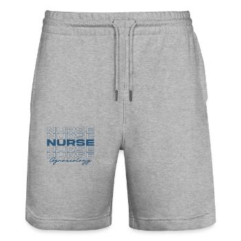 Infirmière en gynécologie Infirmières médicales élégantes - Short de jogging bio TRAINER Stanley/Stella unisexe - gris chiné - Devant - Nik (191cm) & Marisol (170cm)