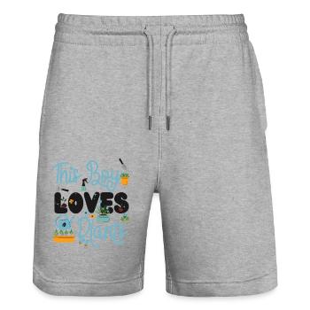 Plant Lover Gardening Boy This Boy - Stanley/Stella Trainer Unisex Organic Jogging Shorts - heather grey - Front - Nik (191cm) & Marisol (170cm)