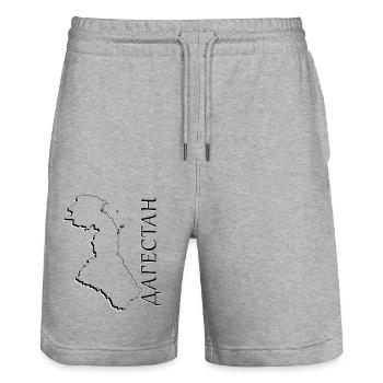 (RU) Dagestan map as outline DA - Stanley/Stella Trainer Unisex Organic Jogging Shorts - heather grey - Front - Nik (191cm) & Marisol (170cm)