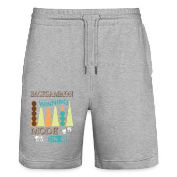 Backgammon Spiel - Stanley/Stella Unisex Bio Joggingshorts Trainer  - Grau meliert - Vorne - Nik (191cm) & Marisol (170cm)