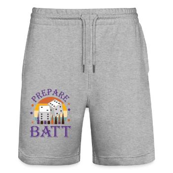 Backgammon Spiel - Stanley/Stella Unisex Bio Joggingshorts Trainer  - Grau meliert - Vorne - Nik (191cm) & Marisol (170cm)
