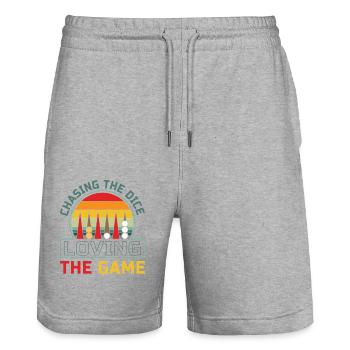 Backgammon Spiel - Stanley/Stella Unisex Bio Joggingshorts Trainer  - Grau meliert - Vorne - Nik (191cm) & Marisol (170cm)