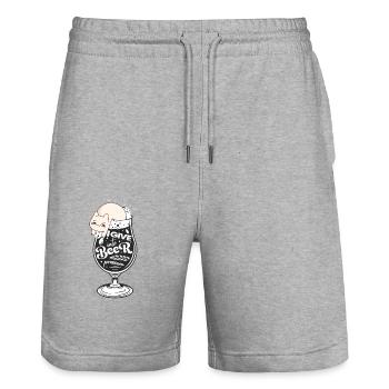 Funny Cat Beer Print Quote Funny Cat Beer - Stanley/Stella Trainer Unisex Organic Jogging Shorts - heather grey - Front - Nik (191cm) & Marisol (170cm)